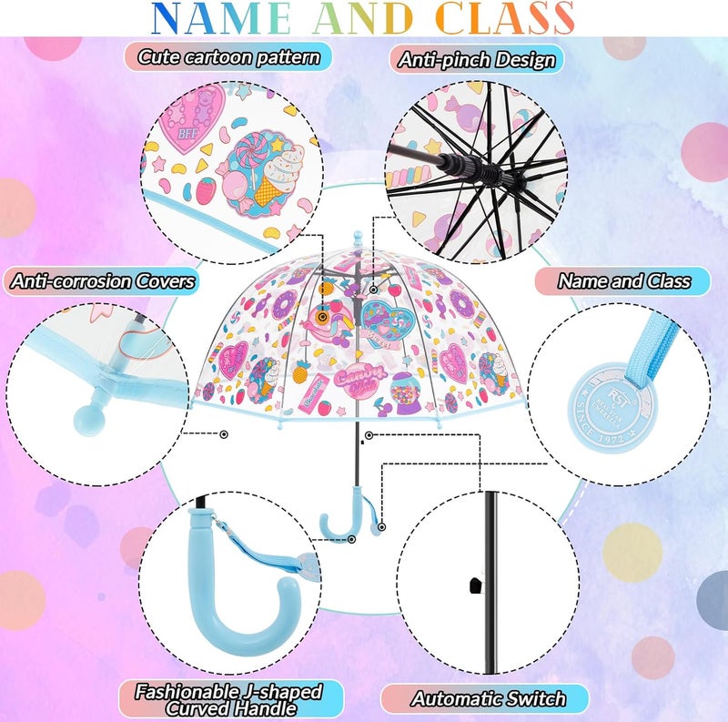 Fabbay 2 Pcs Kids Clear Bubble Umbrella Unicorn with Easy Grip Curved Handle Transparent Bubble Umbrella for Toddler Girls - Image 3